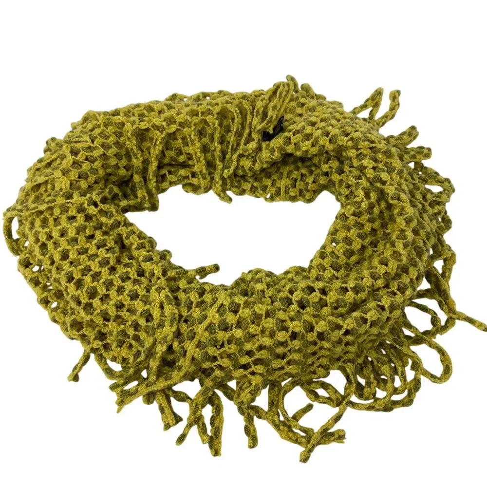Unbranded Infinity Scarf Chunky Crochet Knit Yellow Olive Green